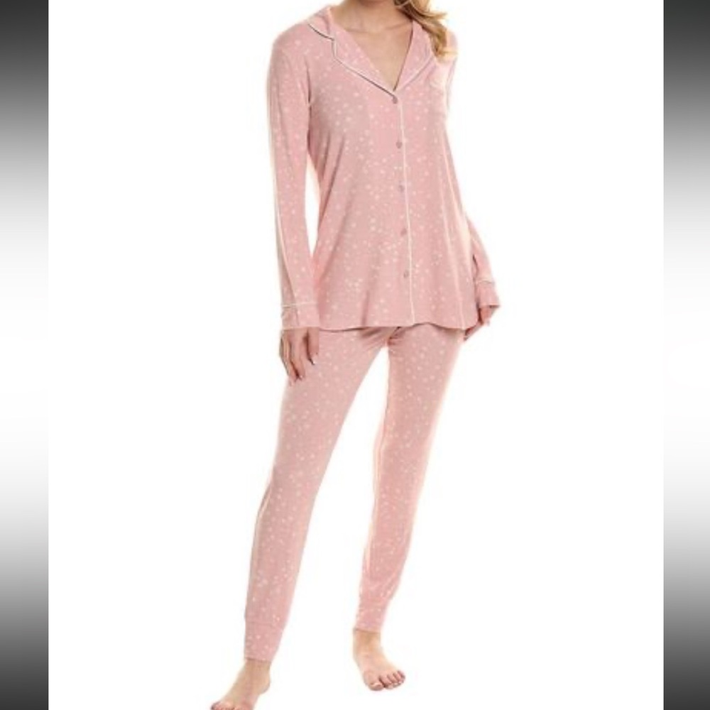 Rachel Parcell pink snowflake long sleeve jersey pj set